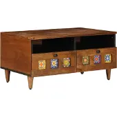 Syfax TV-Schränk mit Regal Walnuss 70 x 33 x 46 cm Massivholz Mango