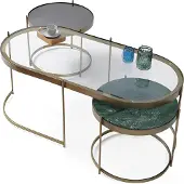 AEA Eleganter Couchtisch mit integriertem Beistelltisch-Design Oval