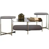 AEA Modularer Braun Couchtisch mit Metallgestell und Glasplatte Hochwertig Möbel