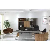 AEA Holz Esstisch in Schwarz mit Edelstahlrahmen – Modernes Design
