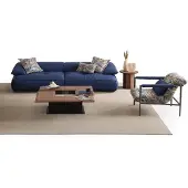 AEA Stilvolle Wohnzimmer Garnitur Ledersofa Designer Couchtisch Sessel