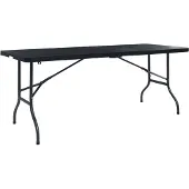 Syfax Gartentisch Klappbar Schwarz 180×75×72 cm HDPE Rattan-Optik
