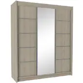 Beautysofa Schwebetürenschrank MARIKA 180 cm – Kleiderschrank mit Spiegel & Schiebetüren (Eiche Sonoma)