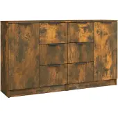 Syfax Sideboards 2 Stk. Räuchereiche 60x30x70 cm Holzwerkstoff