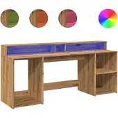 Syfax LED-Schreibtisch Artisan-Eiche 200x55x91 Holzwerkstoff