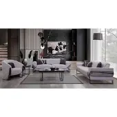 AEA Hellgraue Sofagarnitur Moderne x2 Polstersofas Designer Sessel Tische