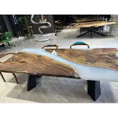 AEA Groß Esszimmertisch Esstisch Epoxidharz Küchentisch Tisch Holz Braun