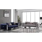AEA Samt Couch Silber Luxus Sofagarnitur 3+3 Sitzer Couchen Sofa 2tlg.