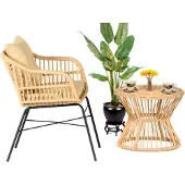AEA 2tlg. Set Garten Möbel Terrasse Sessel Couchtisch Rattan Hochwertiges Modern Lux