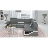 AEA Ledersofa Eckcouch Sofa + USB Poster Eckgarnitur Sofas Leder Garnitur