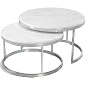 AEA Couchtisch Luxus Weiß Design Metall Elegantes Möbel Wohnzimmer Couchtische