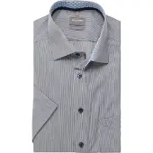 Olymp Kurzarmhemd "Luxor", Herren, Gr. 40, N-Gr, grau (marine), Web, Obermaterial: 100% Baumwolle, comfort fit normal, Hemden Kurzarmhemd, Businesshemd, comfort fit, New-Kentkragen