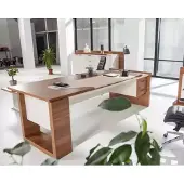 AEA Moderner Schreibtisch Luxus Büromöbel Braun Holz Schubladen Exklusiv