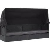 Syfax Outdoor-Sofabett mit Dach Poly-Rattan Schwarz