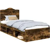 Syfax Bettrahmen Räuchereiche 90 x 190 cm Massives Kiefernholz