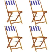 Syfax Klappstühle, 4 Stück, blau-weiß, Stoff und Massivholz