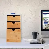 Northix Schreibtisch-Organizer mit 3 Schubladen, Bambus-MDF