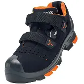 Uvex 2 Sicherheitsschuh S1 PL Sandale, 14/35, Unisex, Erwachsener, Sicherheitssandalen, Schwarz, Orange, EN, ESD, P, S1, SRC, Klettverschluss