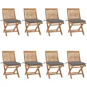 Syfax Klappstühle mit Kissen, 8-teilig, Massivholz Teakholz