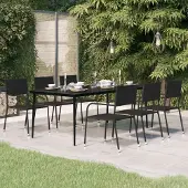 The Living Store Garten-Esstisch Schwarz 200x100x74 cm Stahl und Glas