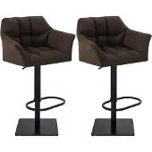 CLP 2er Set Barhocker Damaso mit Stoffbezug I Gepolsterte Barstühle höhenverstellbar und drehbar I Tresenstühle bis 240 kg belastbar, Farbe: braun, Gestellfarbe: edelstahl
