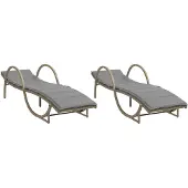 Syfax Sonnenliegen 2 Stk. mit Auflagen Beige Poly Rattan