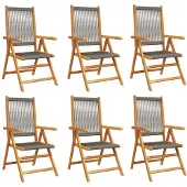 Syfax Gartenstuhl Verstellbar 6 Stk. Grau Massivholz Akazie