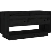 Syfax TV-Schrank Schwarz 74x34x40 cm Massivholz Kiefer