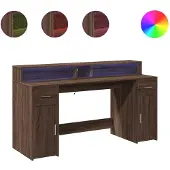 Syfax LED-Schreibtisch Braun Eichen-Optik 160x55x91 Holzwerkstoff