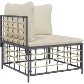Sonstiges Garten-Ecksofa mit Beige Kissen Poly Rattan
