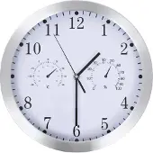 Syfax Wanduhr mit Quarzwerk, Hygrometer und Thermometer 30 cm Weiß