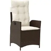 Syfax Gartensessel Verstellbar mit Kissen Braun Poly Rattan