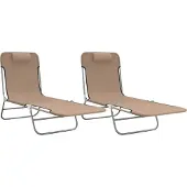 Syfax Sonnenliegen Klappbar 2 Stk. Taupe Textilene und Stahl