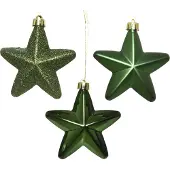 Ksd 6 Sterne Kunststoff Glanzmatte-Glitter 2x7,5x7,5cm tannengrün (groen)