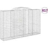 vidaXL Gabionen mit Hochbogen 17 Stk 300x50x180/200cm Verzinktes Eisen