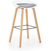 Halmar Hocker H-86 51x81x42cm gepolsterter Küchenhocker Barhocker weiß/grau/natur