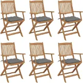 Syfax Klappbare Gartenstühle 6 Stk. mit Kissen Massivholz Akazie