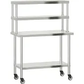 DKD Home Decor Küchen-Arbeitstisch mit Aufsatzboard 110x55x150 cm Edelstahl