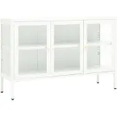 Syfax Sideboard Weiß 105x35x70 cm Stahl und Glas