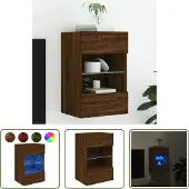 The Living Store TV-Wandschrank mit LED-Leuchten Braun Eichen-Optik 40x30x60,5cm