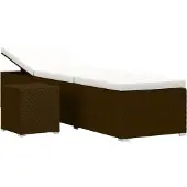 Syfax Sonnenliege mit Auflage und Teetisch Poly Rattan Braun