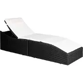 Syfax Sonnenliege mit Polsterauflage Poly Rattan Schwarz