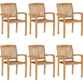 Syfax Stapelbare Gartenstühle mit Kissen 6 Stk. Massivholz Teak