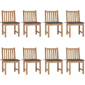 Syfax Gartenstühle 8 Stk. mit Kissen Massivholz Teak