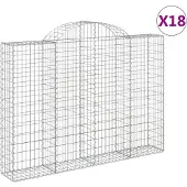 vidaXL Gabionen mit Hochbogen 18Stk. 200x30x140/160cm Verzinktes Eisen