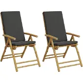 Syfax Gartenstühle Klappbar Verstellbar 2 Stk. mit Kissen Bambus