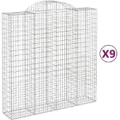 vidaXL Gabionen mit Hochbogen 9 Stk. 200x50x200/220cm Verzinktes Eisen