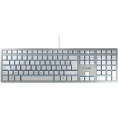 Cherry KC 6000 Slim, Volle Größe (100%), Kabelgebunden, USB, AZERTY, Silber, Weiß