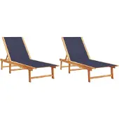Syfax Sonnenliegen 2 Stk. Blau Massivholz Akazie und Textilene