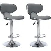 Syfax Barhocker 2 Stk. Grau Kunstleder